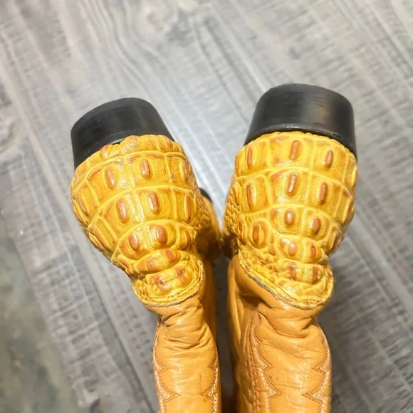 Yellow Gold 🐊 Croc Cowboy Boots - Picture 7 of 8